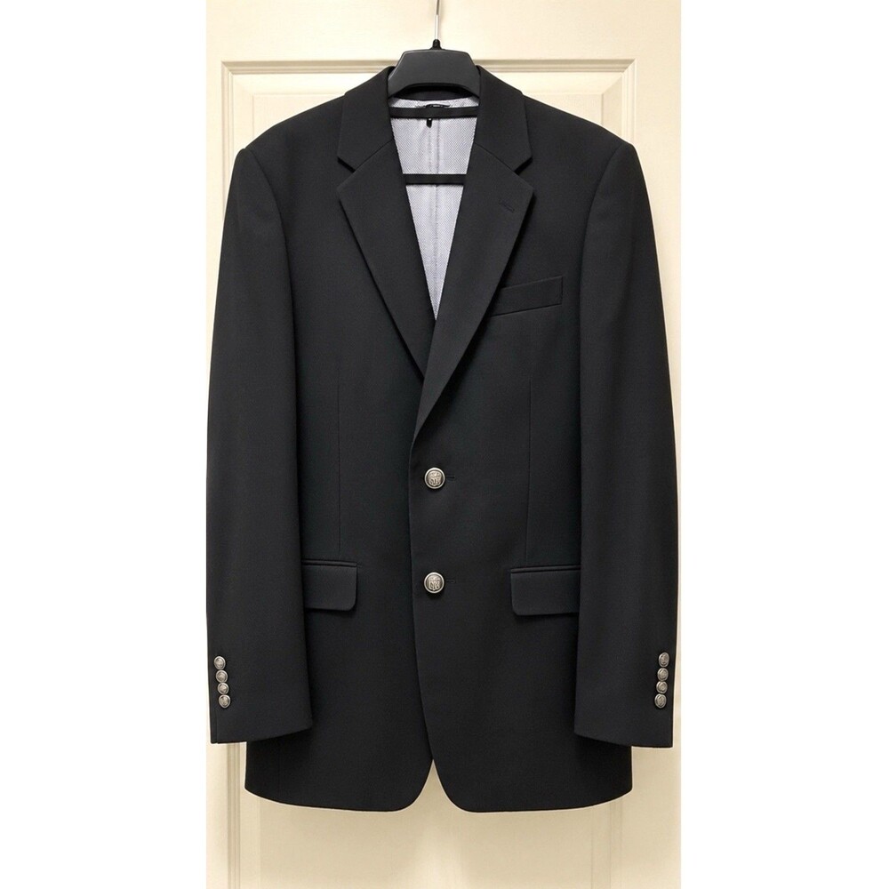 VTG Team Sport Coat NFL Dallas Cowboys Men's Black Wool Blazer Jacket 44L EUC
